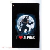 Funny Cringe Werewolf Wolf Meme I Heart Alphas I Love Alphas Golf Towel thumb 0