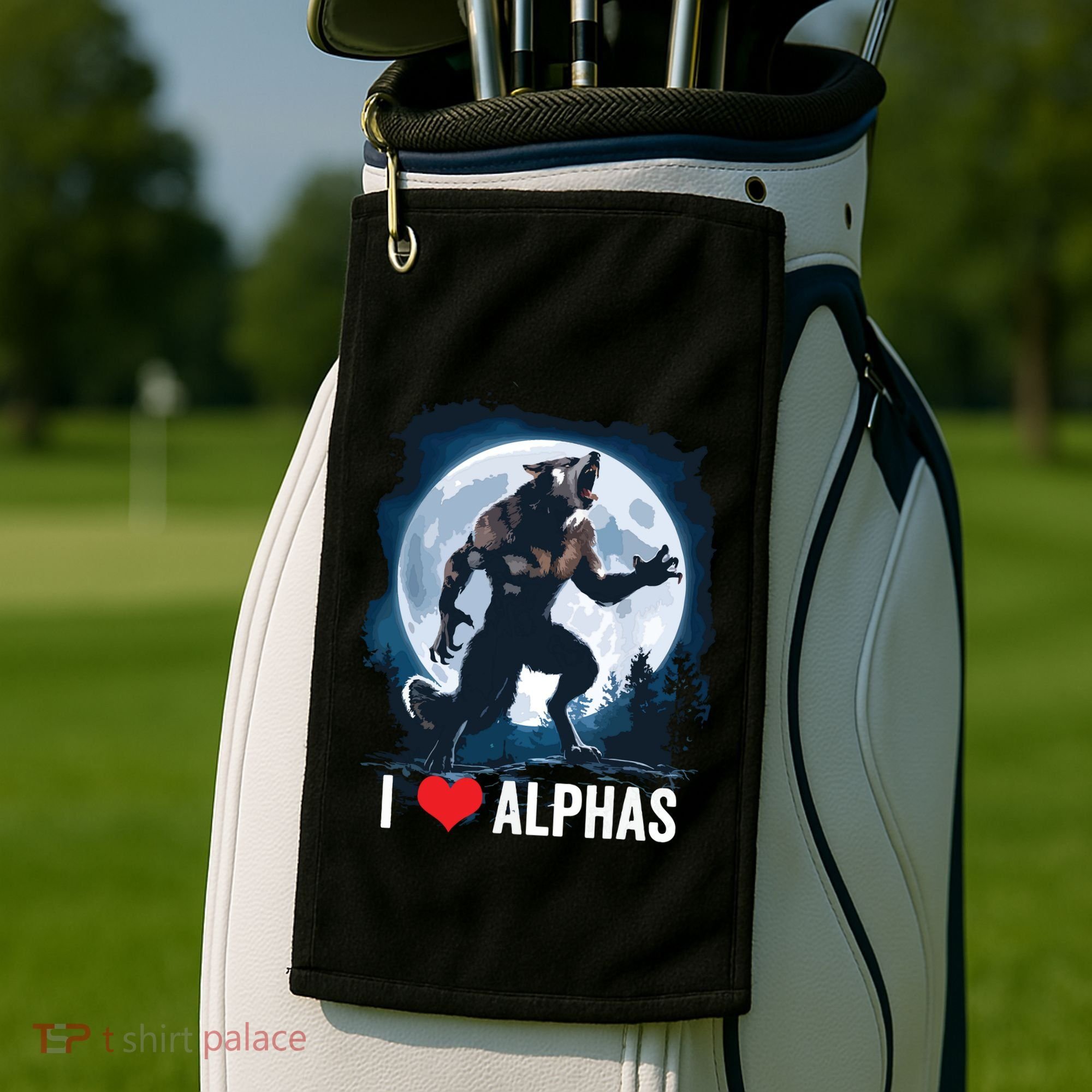 Funny Cringe Werewolf Wolf Meme I Heart Alphas I Love Alphas Golf Towel