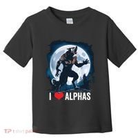 Funny Cringe Werewolf Wolf Meme I Heart Alphas I Love Alphas Toddler T-Shirt thumb 0