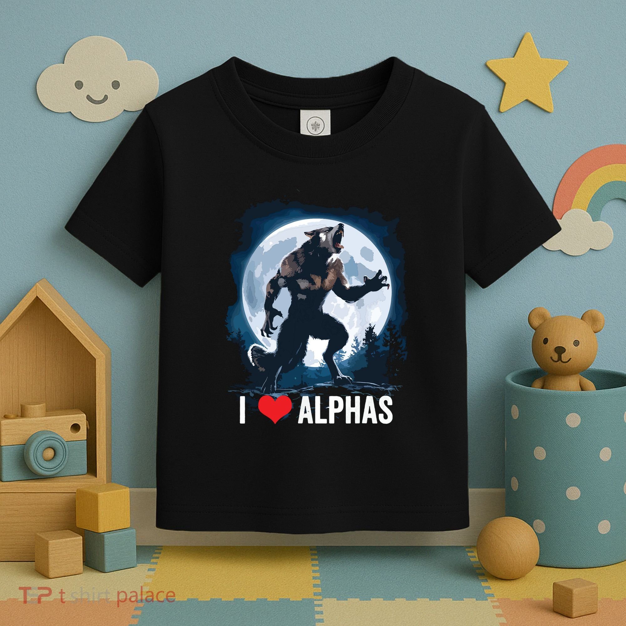 Funny Cringe Werewolf Wolf Meme I Heart Alphas I Love Alphas Toddler T-Shirt