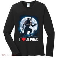 Funny Cringe Werewolf Wolf Meme I Heart Alphas I Love Alphas Women's Long Sleeve Shirt thumb 0