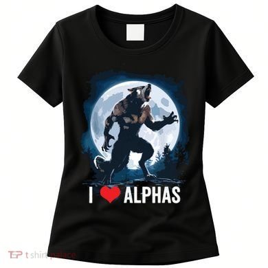Funny Cringe Werewolf Wolf Meme I Heart Alphas I Love Alphas Women's T-Shirt