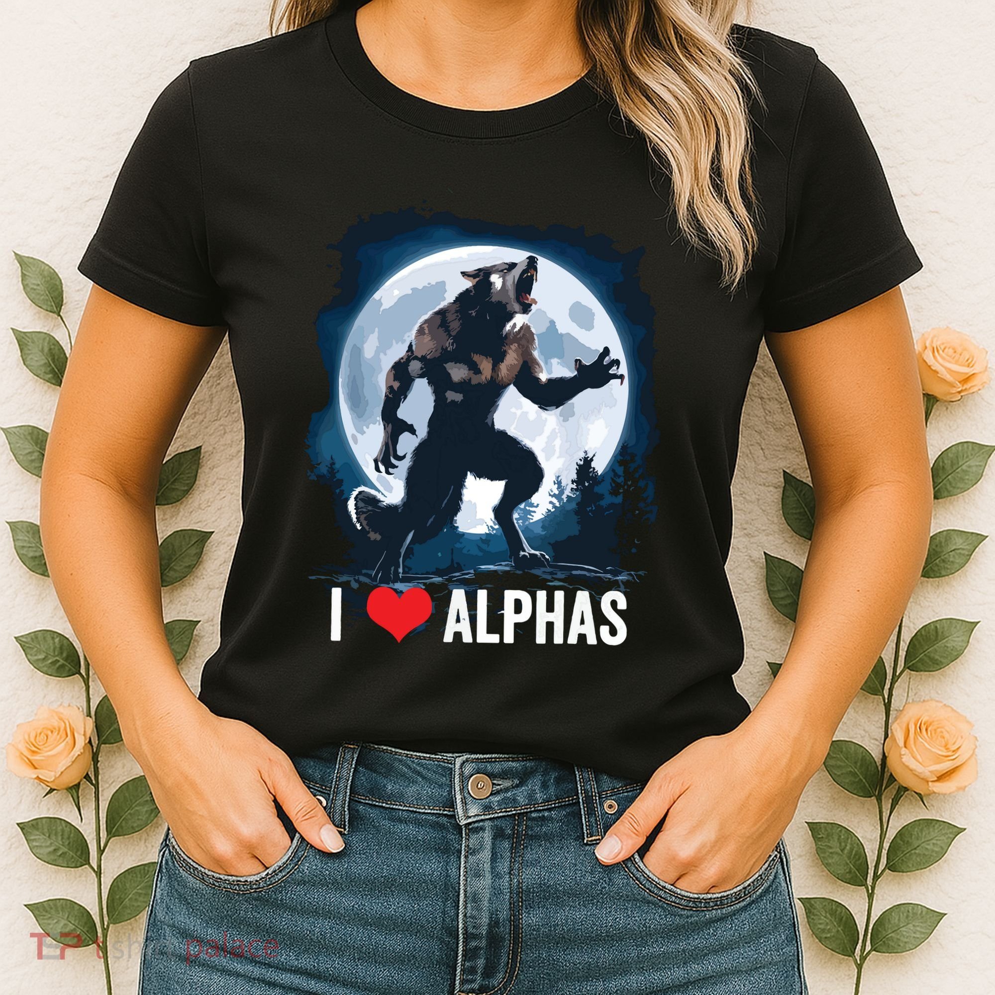 Funny Cringe Werewolf Wolf Meme I Heart Alphas I Love Alphas Women's T-Shirt