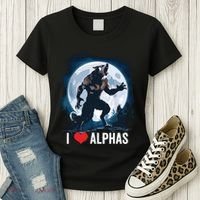 Funny Cringe Werewolf Wolf Meme I Heart Alphas I Love Alphas Women's T-Shirt thumb 3