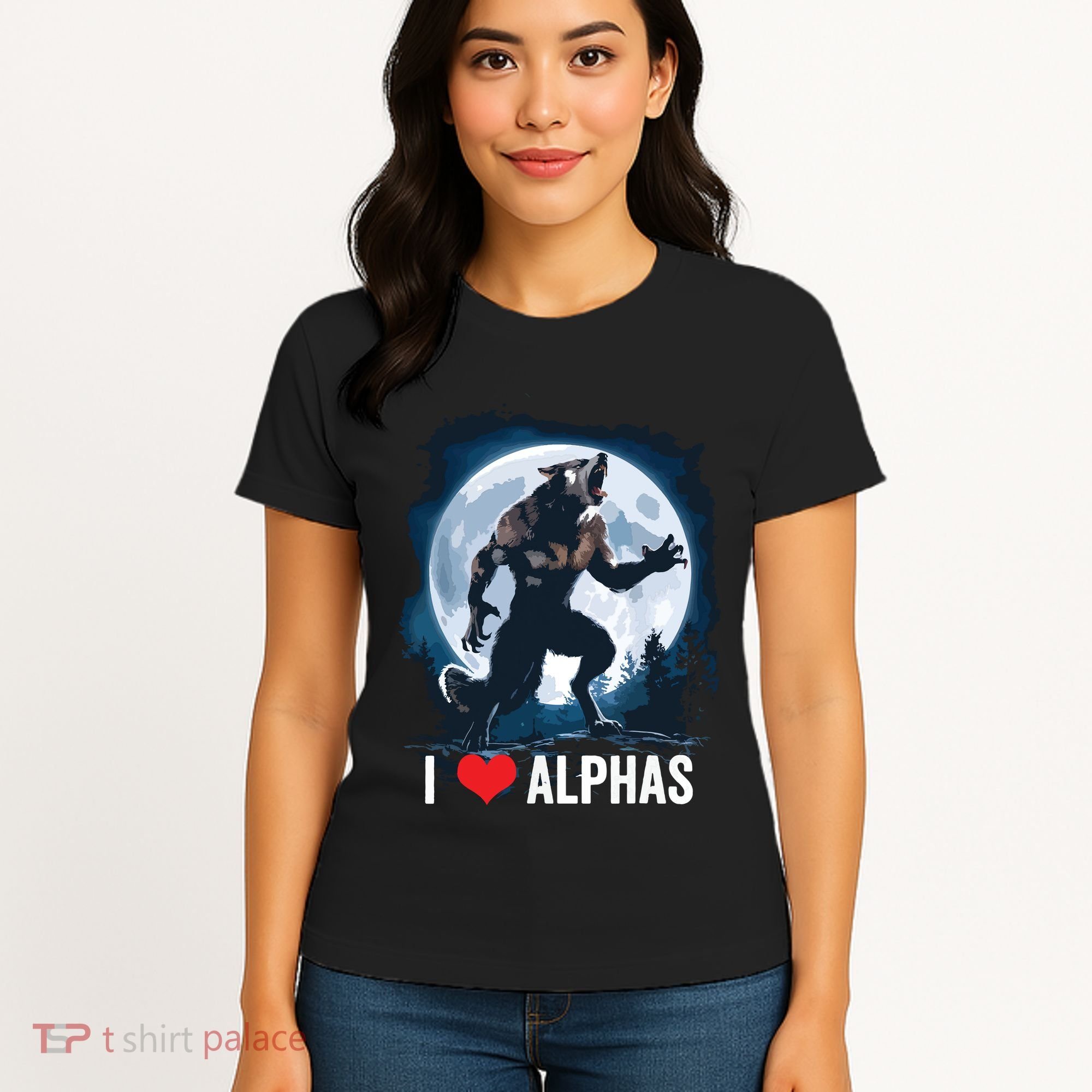 Funny Cringe Werewolf Wolf Meme I Heart Alphas I Love Alphas Women's T-Shirt