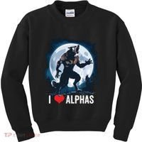 Funny Cringe Werewolf Wolf Meme I Heart Alphas I Love Alphas Kids Sweatshirt thumb 0