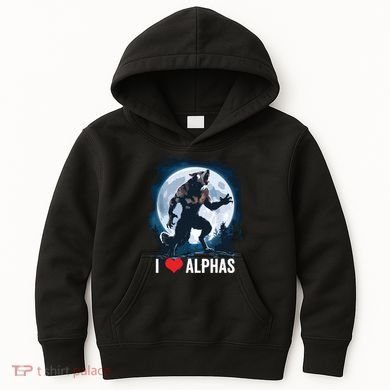 Funny Cringe Werewolf Wolf Meme I Heart Alphas I Love Alphas Kids Hoodie