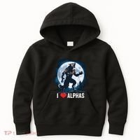 Funny Cringe Werewolf Wolf Meme I Heart Alphas I Love Alphas Kids Hoodie thumb 0