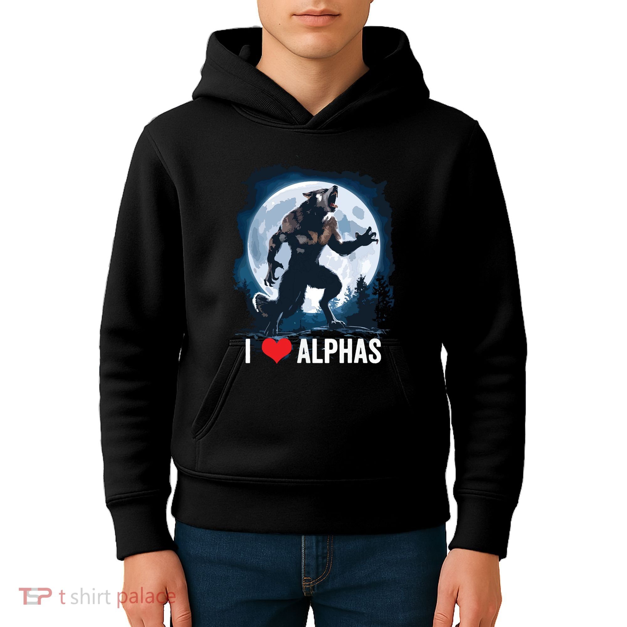 Funny Cringe Werewolf Wolf Meme I Heart Alphas I Love Alphas Kids Hoodie