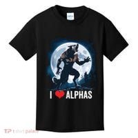 Funny Cringe Werewolf Wolf Meme I Heart Alphas I Love Alphas Kids T-Shirt thumb 0
