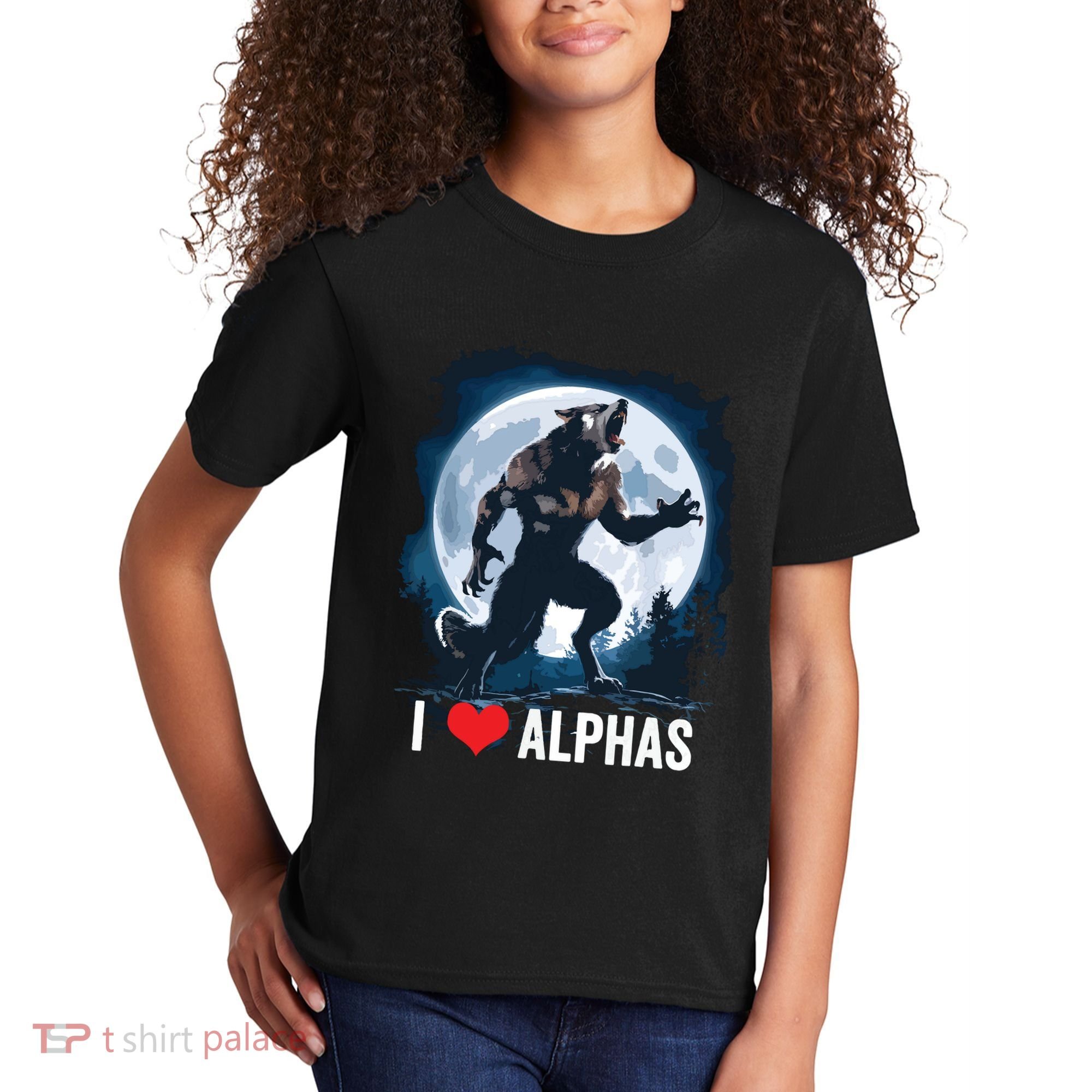 Funny Cringe Werewolf Wolf Meme I Heart Alphas I Love Alphas Kids T-Shirt