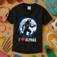 Funny Cringe Werewolf Wolf Meme I Heart Alphas I Love Alphas Kids T-Shirt thumb 3