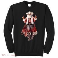 Funny Christmas Western Cowboy Santa Claus And Candy Cane Sweatshirt thumb 0