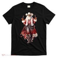 Funny Christmas Western Cowboy Santa Claus And Candy Cane T-Shirt thumb 0
