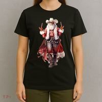 Funny Christmas Western Cowboy Santa Claus And Candy Cane T-Shirt thumb 4