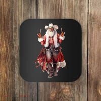 Funny Christmas Western Cowboy Santa Claus And Candy Cane Coaster thumb 0