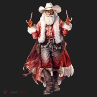 Funny Christmas Western Cowboy Santa Claus And Candy Cane Hat thumb 2
