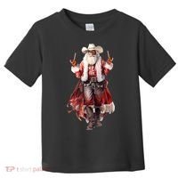 Funny Christmas Western Cowboy Santa Claus And Candy Cane Toddler T-Shirt thumb 0