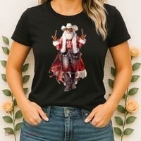 Funny Christmas Western Cowboy Santa Claus And Candy Cane Women's T-Shirt thumb 2