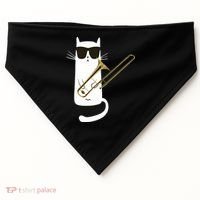 Funny Cat Wearing Sunglasses Playing Trombone USA-Made Doggie Bandana thumb 0