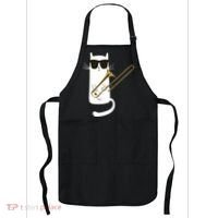 Funny Cat Wearing Sunglasses Playing Trombone Apron thumb 0