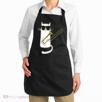 Funny Cat Wearing Sunglasses Playing Trombone Apron thumb 2