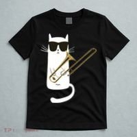 Funny Cat Wearing Sunglasses Playing Trombone T-Shirt thumb 5