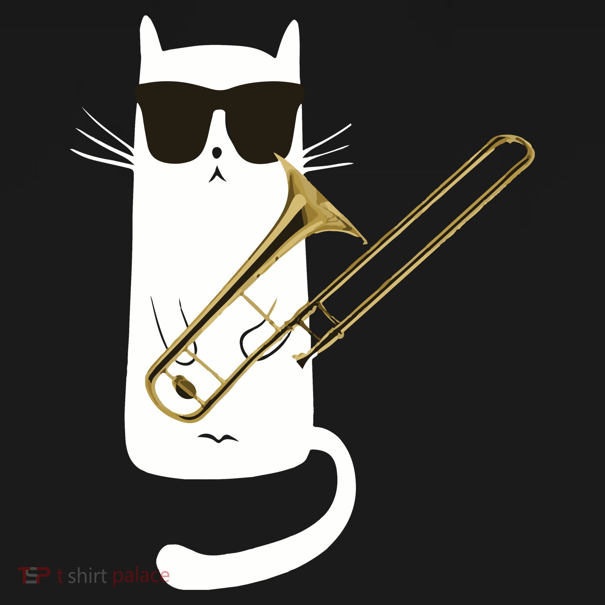 Funny Cat Wearing Sunglasses Playing Trombone Backpack
