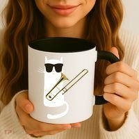 Funny Cat Wearing Sunglasses Playing Trombone Coffee Mug thumb 3