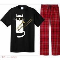 Funny Cat Wearing Sunglasses Playing Trombone Pajama Set thumb 0