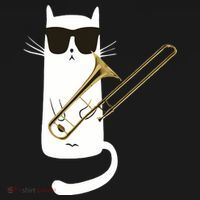 Funny Cat Wearing Sunglasses Playing Trombone Polo thumb 3