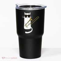 Funny Cat Wearing Sunglasses Playing Trombone Tumbler thumb 0