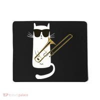 Funny Cat Wearing Sunglasses Playing Trombone Mousepad thumb 0