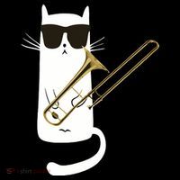 Funny Cat Wearing Sunglasses Playing Trombone Women's Tank Top thumb 5