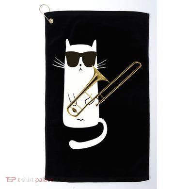 Funny Cat Wearing Sunglasses Playing Trombone Golf Towel