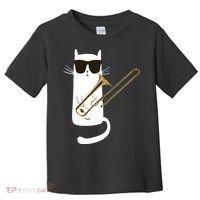 Funny Cat Wearing Sunglasses Playing Trombone Toddler T-Shirt thumb 0