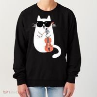 Funny Cat Wearing Sunglasses Playing Violin Viola Musician Women's Sweatshirt thumb 0