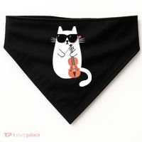 Funny Cat Wearing Sunglasses Playing Violin Viola Musician USA-Made Doggie Bandana thumb 0