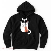 Funny Cat Wearing Sunglasses Playing Violin Viola Musician Hoodie thumb 0