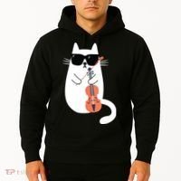 Funny Cat Wearing Sunglasses Playing Violin Viola Musician Hoodie thumb 2