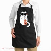 Funny Cat Wearing Sunglasses Playing Violin Viola Musician Apron thumb 2