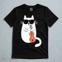 Funny Cat Wearing Sunglasses Playing Violin Viola Musician T-Shirt thumb 5