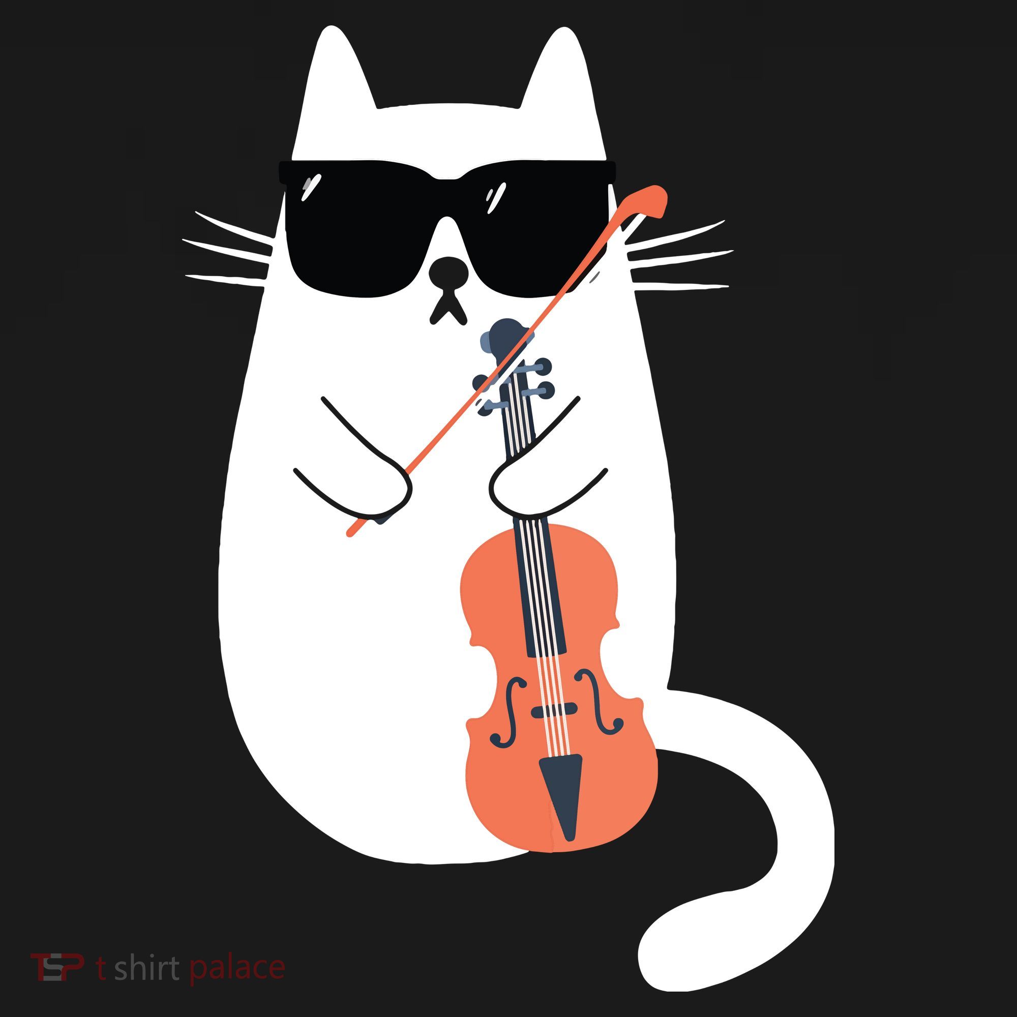 Funny Cat Wearing Sunglasses Playing Violin Viola Musician T-Shirt