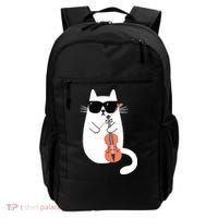 Funny Cat Wearing Sunglasses Playing Violin Viola Musician Backpack thumb 0