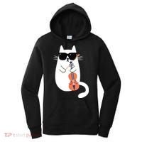 Funny Cat Wearing Sunglasses Playing Violin Viola Musician Women's Hoodie thumb 0