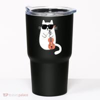 Funny Cat Wearing Sunglasses Playing Violin Viola Musician Tumbler thumb 0
