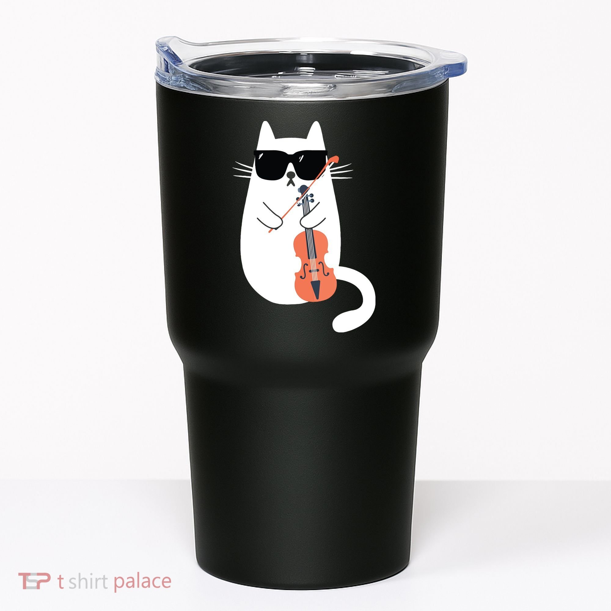 Funny Cat Wearing Sunglasses Playing Violin Viola Musician Tumbler