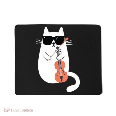 Funny Cat Wearing Sunglasses Playing Violin Viola Musician Mousepad