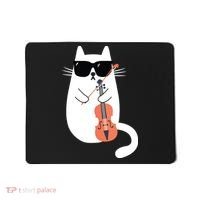 Funny Cat Wearing Sunglasses Playing Violin Viola Musician Mousepad thumb 0