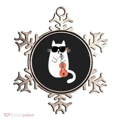 Funny Cat Wearing Sunglasses Playing Violin Viola Musician Ornament